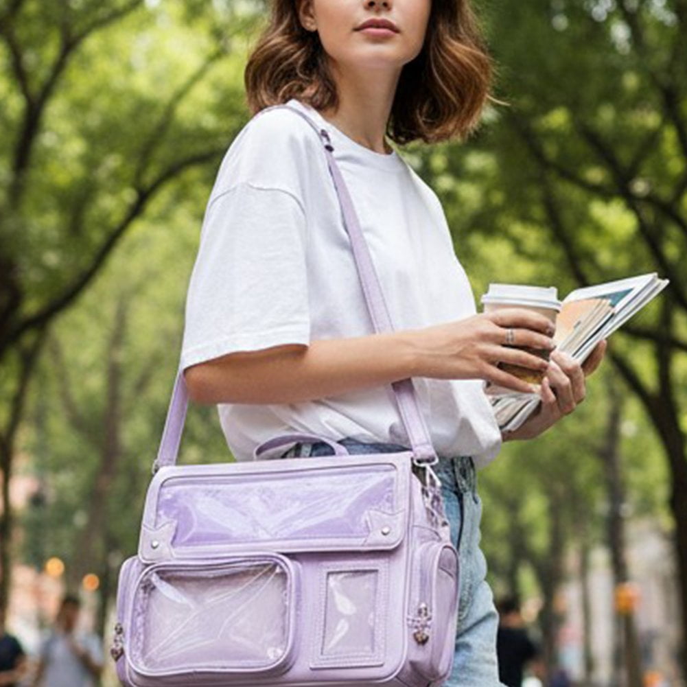 Yvsxxv Ita Bag Crossbody Backpack, Kawaii Pin Display Rucksack, Purple