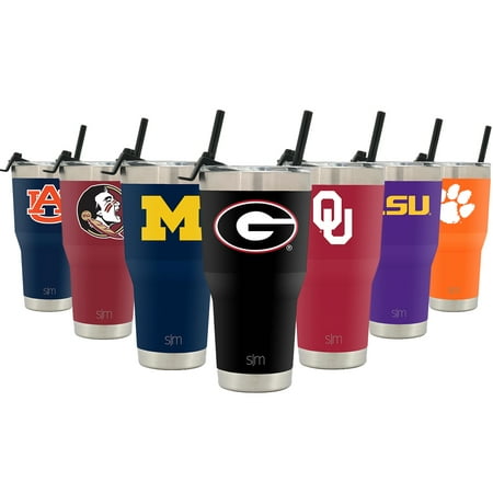 Simple Modern College 30oz Cruiser Tumbler with Straw & Closing Lid - Georgia Bulldogs - 18/8 Stainless Steel Vacuum Insulated NCAA University Cup Mug