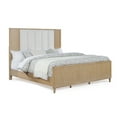 thumbnail image 2 of Paneled Textured Headboard Brown Natural Finish Furniture 1pc Queen Size Bed, 2 of 4