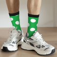 thumbnail image 6 of Hirioo Green And White Polka Dot Pattern Adult Middle Tube Socks Breathable Sock Non-Pilling,Contrasting Color Design, 6 of 6