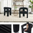 thumbnail image 5 of Barrel Chair, Upholstered Chair with Armchair, Dressing Chair, Dining Chair, for Living Room, Bedroom, Powder Room, Dining Room, Office, Black, 5 of 6