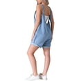 thumbnail image 3 of INSPIRAR CHIC Mono de mezclilla para mujer sin mangas, casual, suelto, con pantalones cortos de jean y bolsillos, XL, azul, 3 of 5
