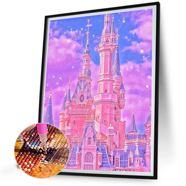 Cuadros Decorativos Pink Castle 5D DIY Diamond Painting Kits Full Round Drill Wall Decor Art Crafts Wdftyju embutido en tela