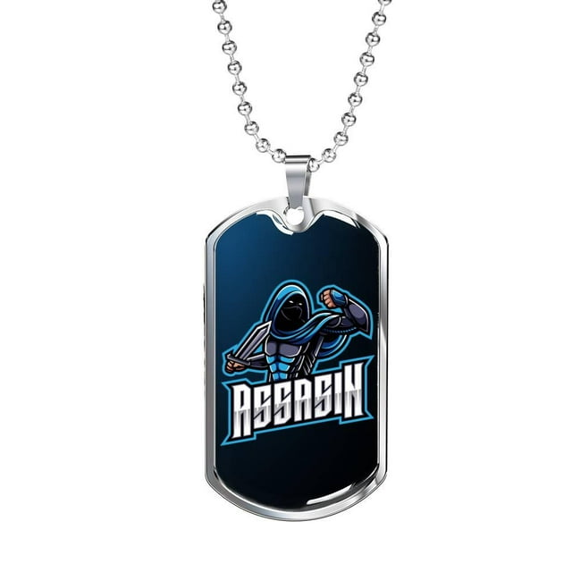Collier Assassin en Acier Inoxydable Ou en or 18 Carats Chien Tag 24" Chaîne