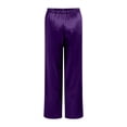 thumbnail image 5 of TTUHYWXI Womens Wide Leg Pajama Pants Satin Silk Casual Loose Elastic Waist Lounge Pants Pj Bottoms (Purple, L), 5 of 6