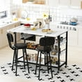 thumbnail image 6 of Kitchen Island with Storage & Drop Leaf, Kitchen Carts on Wheels, Small Dining Table for 2 with High Backrest Chair, White, 6 of 9