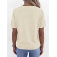 thumbnail image 5 of PRETTYGARDEN Womens Short Sleeve Sweater V Neck Trendy Pullover Tops Summer Spring Loose Lightweight Casual Blouse, 5 of 10