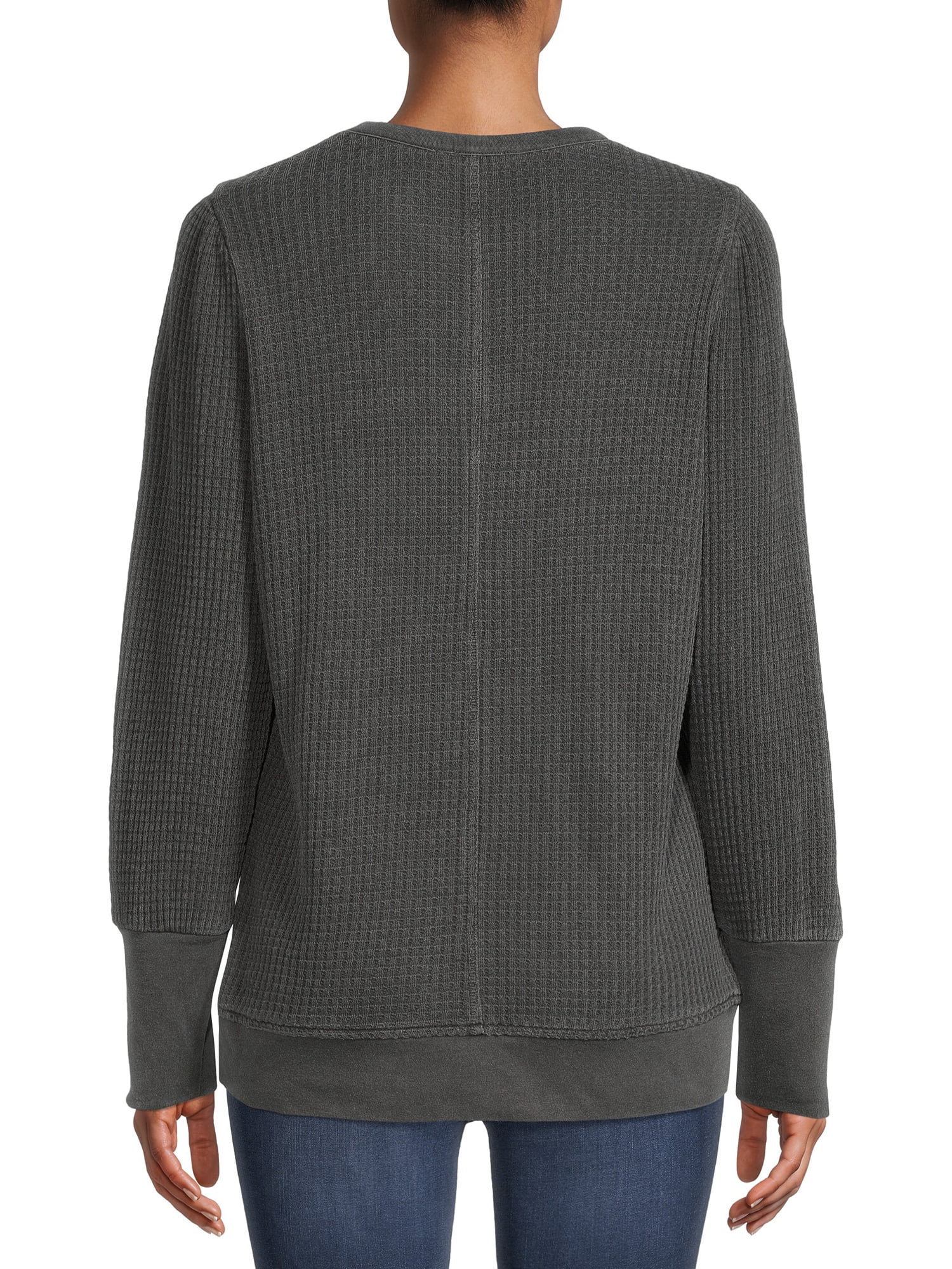 Time and Tru Women's Waffle Pullover Top
