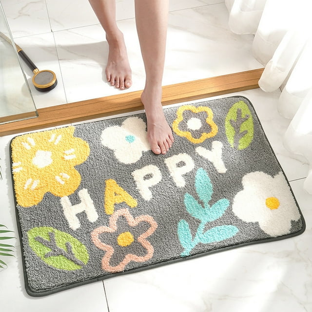 Moss Rug Floral Area Rugs Flowers Bathroom Rug Mat Extra Thick And Absorbent Bath Rugs Non-Slip Soft Bath Carpet Wash Dry Bathroom