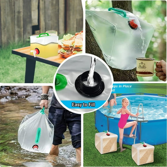 Xihbxyly Bolsa de Almacenamiento de Agua de Gran Capacidad, Diseño Plegable Portátil, Grifo Hermético, Ideal para Viajes Al Aire Libre, Preparación para Emergencias, Hdpe de Grado Alimenticio, Tamaño