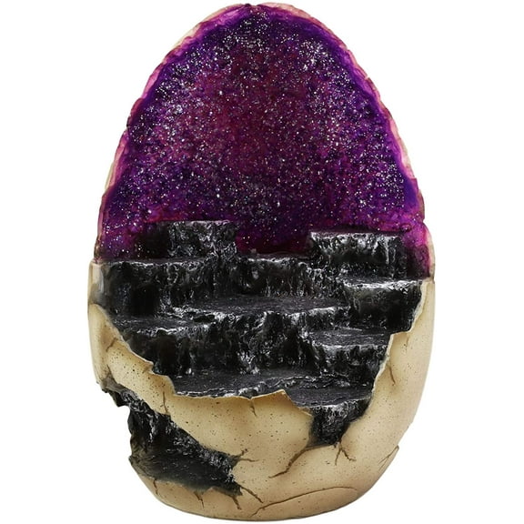 Ebros Purple Geode Dragon Egg with Rocky Steps and LED Light Miniature Display