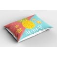 thumbnail image 2 of Ambesonne Aloha Pillow Sham 2 Pack, Flowers and Pineapple Pattern, 30"x20", Coral Aqua, 2 of 3