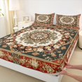 thumbnail image 4 of jejeloiu Warm Mandala King Sheets For Men Women,Boho Floral Bedding,Multicolor Red Green,4pcs,1 Flat Sheet, 1 Fitted Sheet and 2 Pillowcases, 4 of 6