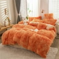 thumbnail image 2 of Gusuhome Shaggy Plush Duvet Cover Set Full Size Ultra Soft Fluffy Comforter Cover Set Luxurious Fuzzy Quilt Cover Set Bedding Set 3Pcs (1Duvet Cover + 2Pillowcases) with Zipper Closure Orange Ombre, 2 of 5