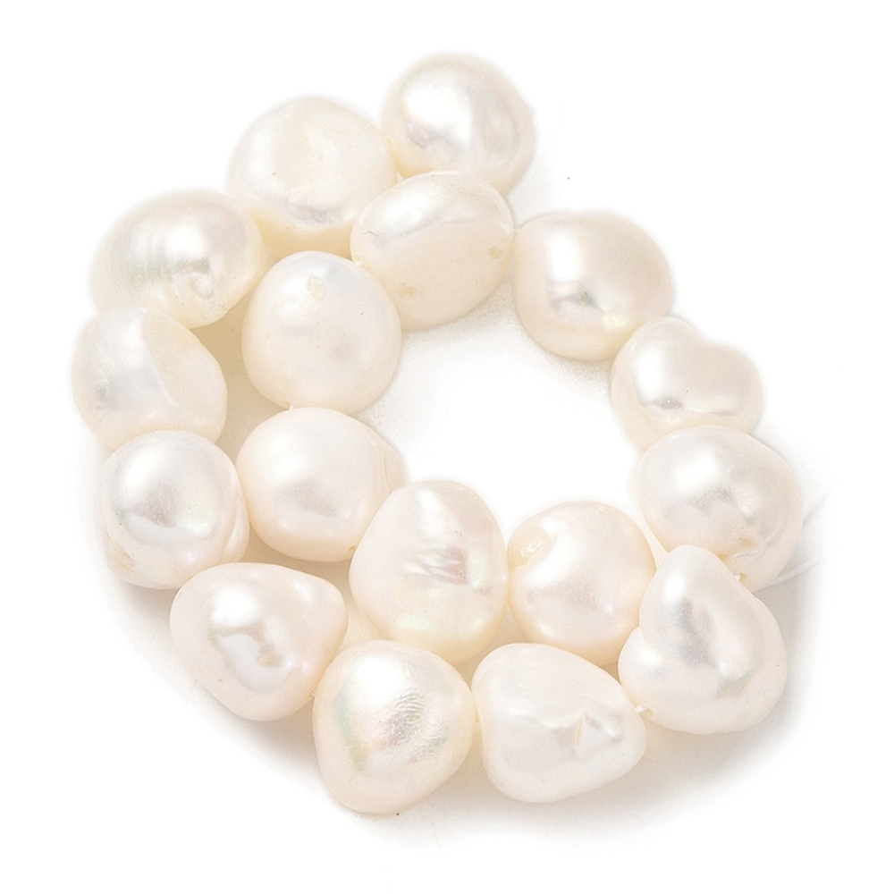 4strands Natural Cultured Freshwater Pearl Beads Strands Two Sides Polished Grade 3A+ White 11~12mm Hole: 0.5mm about 17pcs/strand 7.09 inch(18cm)