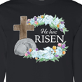 thumbnail image 4 of Inktastic Easter He Has Risen with Cross and Flowers Long Sleeve T-Shirt, 4 of 5
