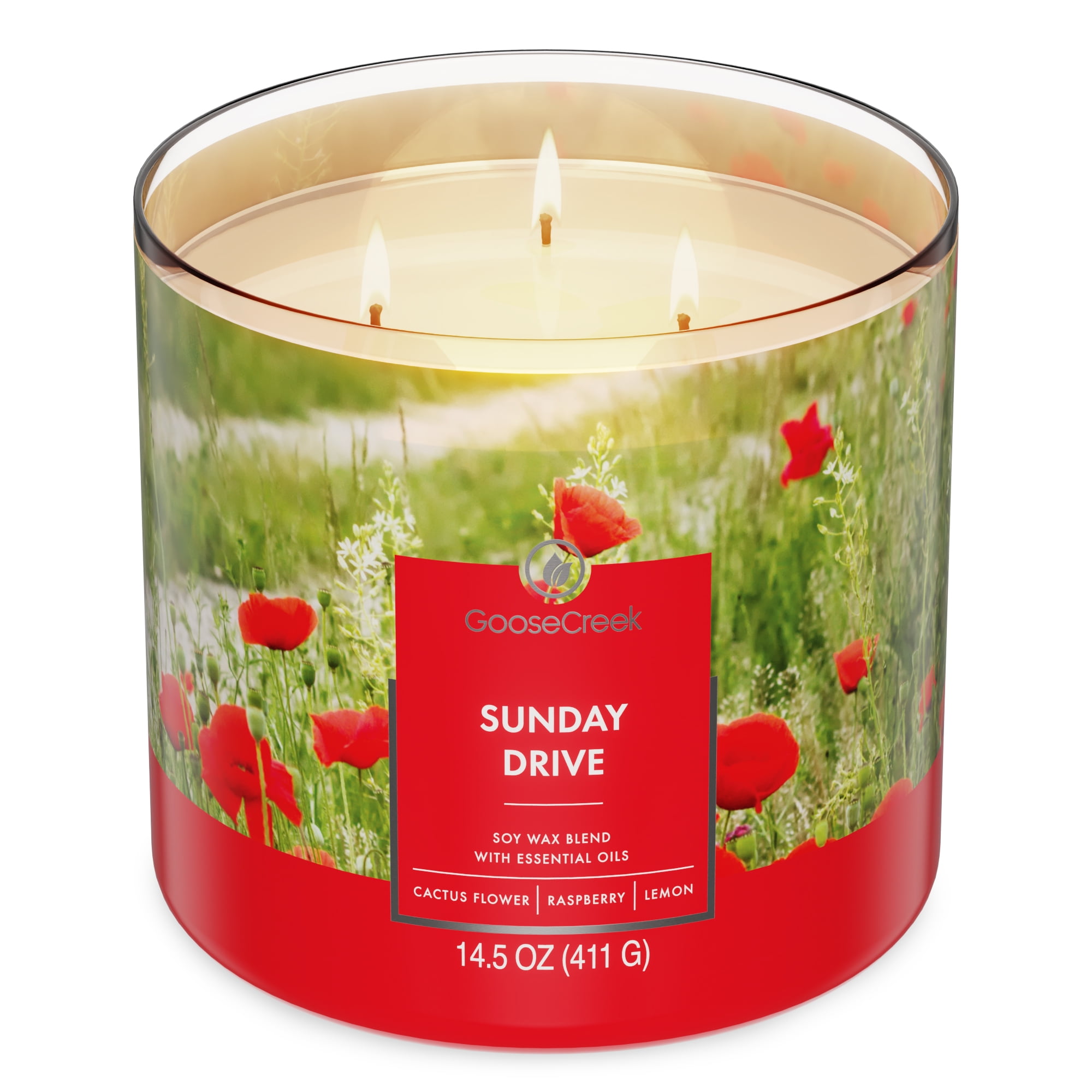 (4 pack) Goose Creek 3-Wick Sunday Drive Scented Jar Candle, 14.5oz.