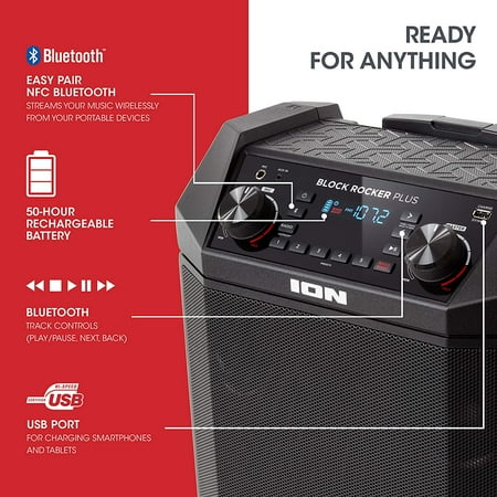 ION Audio Block Rocker Plus | 100W Portable Speaker, Battery Powered