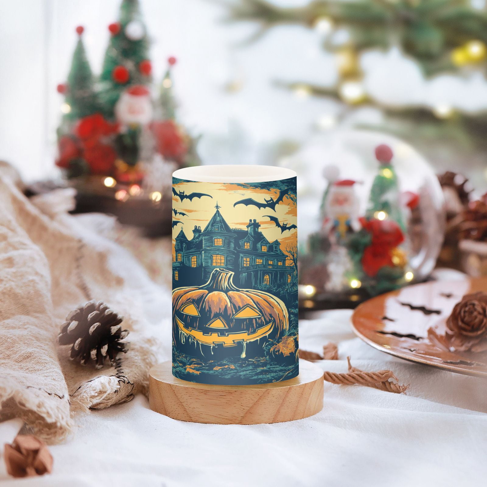 BZSMCE Flameless Candles LED Lights Halloween Theme Pumpkin Creativity Battery Candles