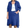 thumbnail image 1 of Conjunto de blusa y pantalones cortos de manga larga con cuello vuelto liso para mujer Wmkox8yi  bvn4016, 1 of 8