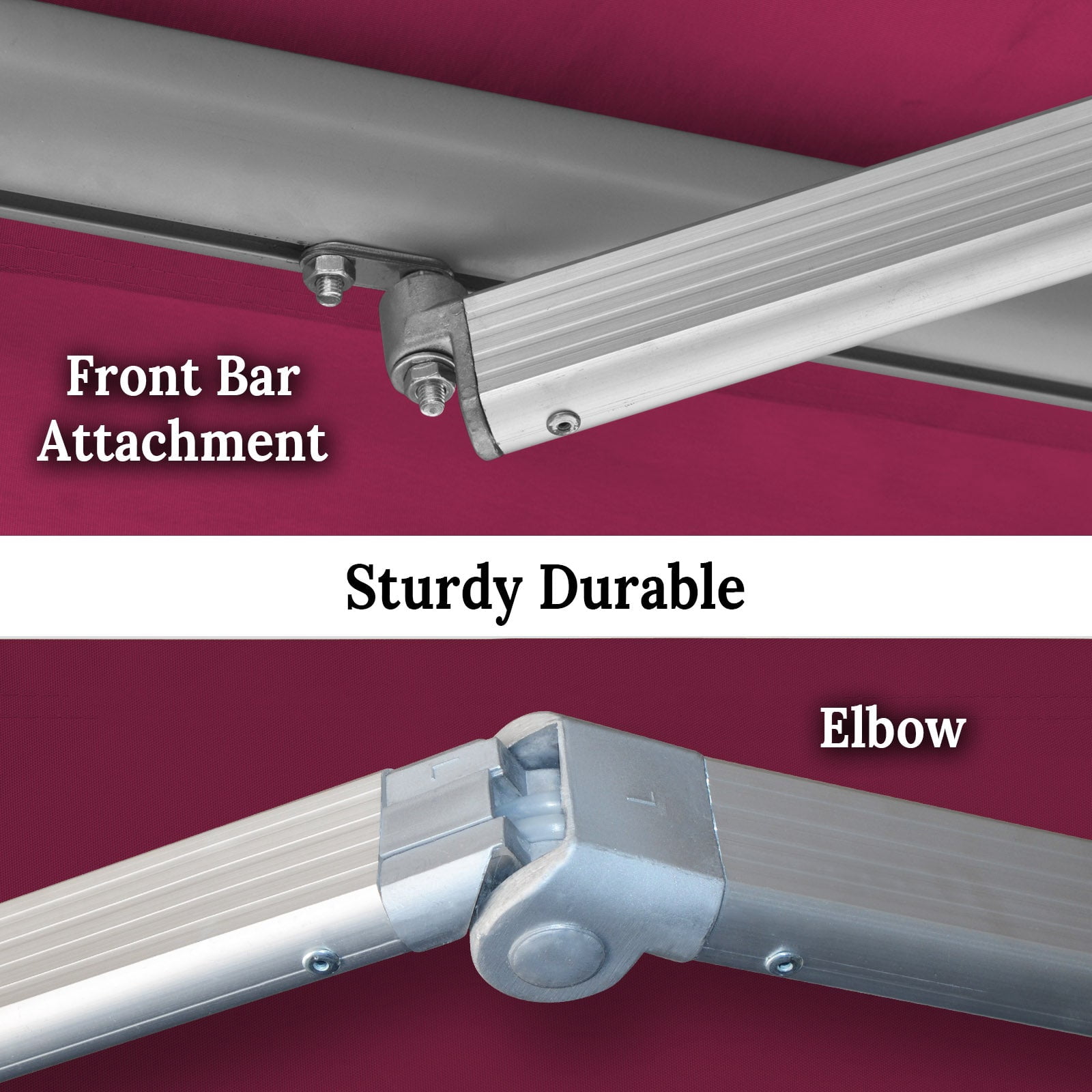 SUNNYOUTDOOR 20x10 FT Patio Awning Retractable Outdoor Sun Shade Manual Patio Deck Awning Heavy Duty Awning (Burgundy)