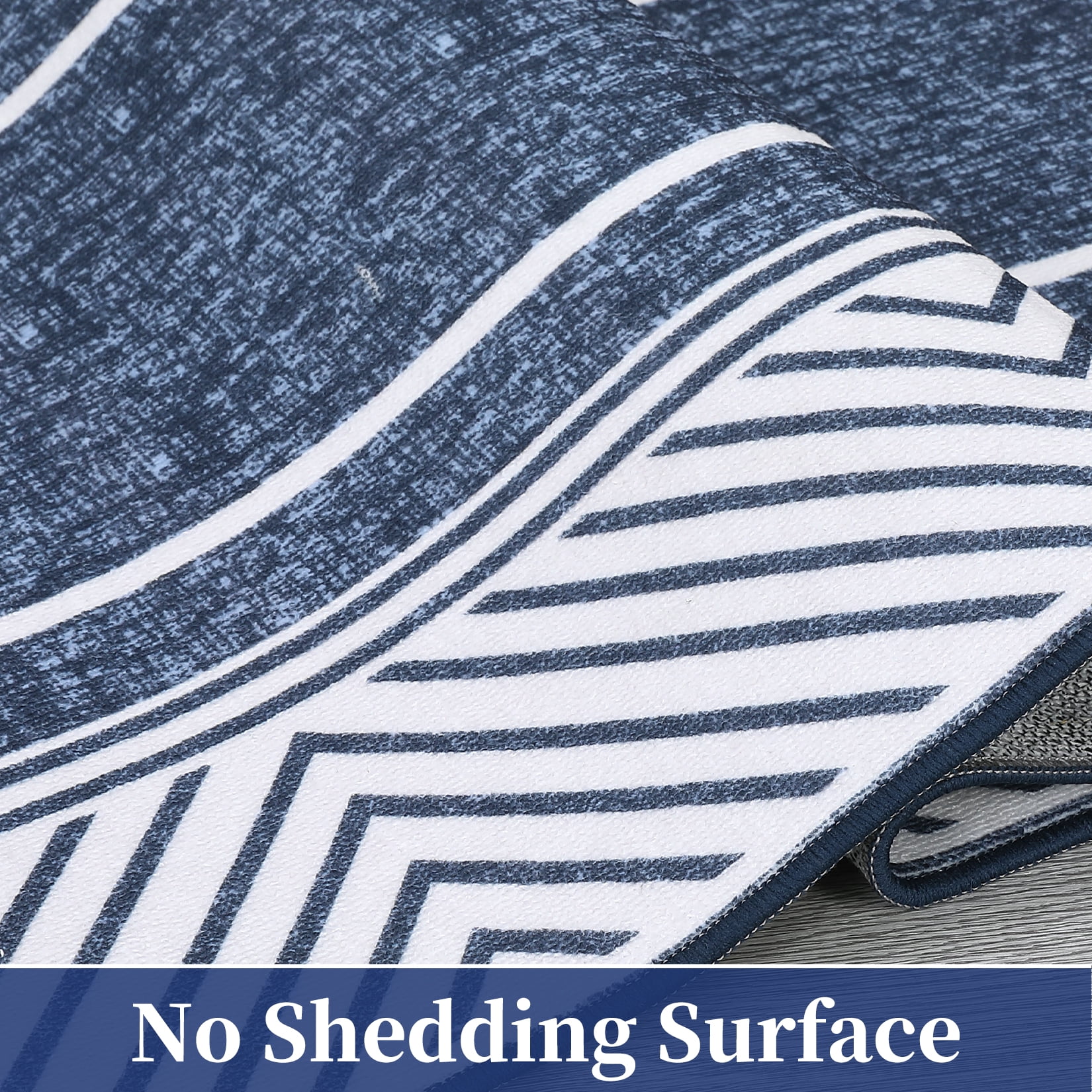 HOMERRY Washable Area Rug 9' x 12' Rug for Living Room Geometric bordered Pattern Carpet, Blue