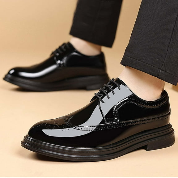 Handshe Men's Fashion Casual Soft Sole Leather Shoes – Breathable Summer Design with Solid Color for Business Attire, Suitable for Office & Formal Occasions,Plus Size