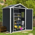 thumbnail image 2 of SYNGAR 6' x 4' Outdoor Storage Shed, Resin Storage Shed, Garden Tool Shed with Double Lockable Doors, Organizer Cabinet for Patio Yard, Gray, D6988, 2 of 9