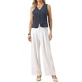 thumbnail image 2 of INSPIRE CHIC Striped Vest for Women V Neck  Button Down Sleeveless Casual Waistcoat XS Navy Blue, 2 of 5