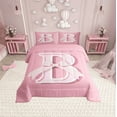 thumbnail image 2 of Erosebridal Monogrammed B Comforter Sets Twin Size, Initial Letter Comforters & Duvets, Pink Bow Reversible Duvet Insert, Super Cozy Bedroom Decor, 2 Pieces, 2 of 8