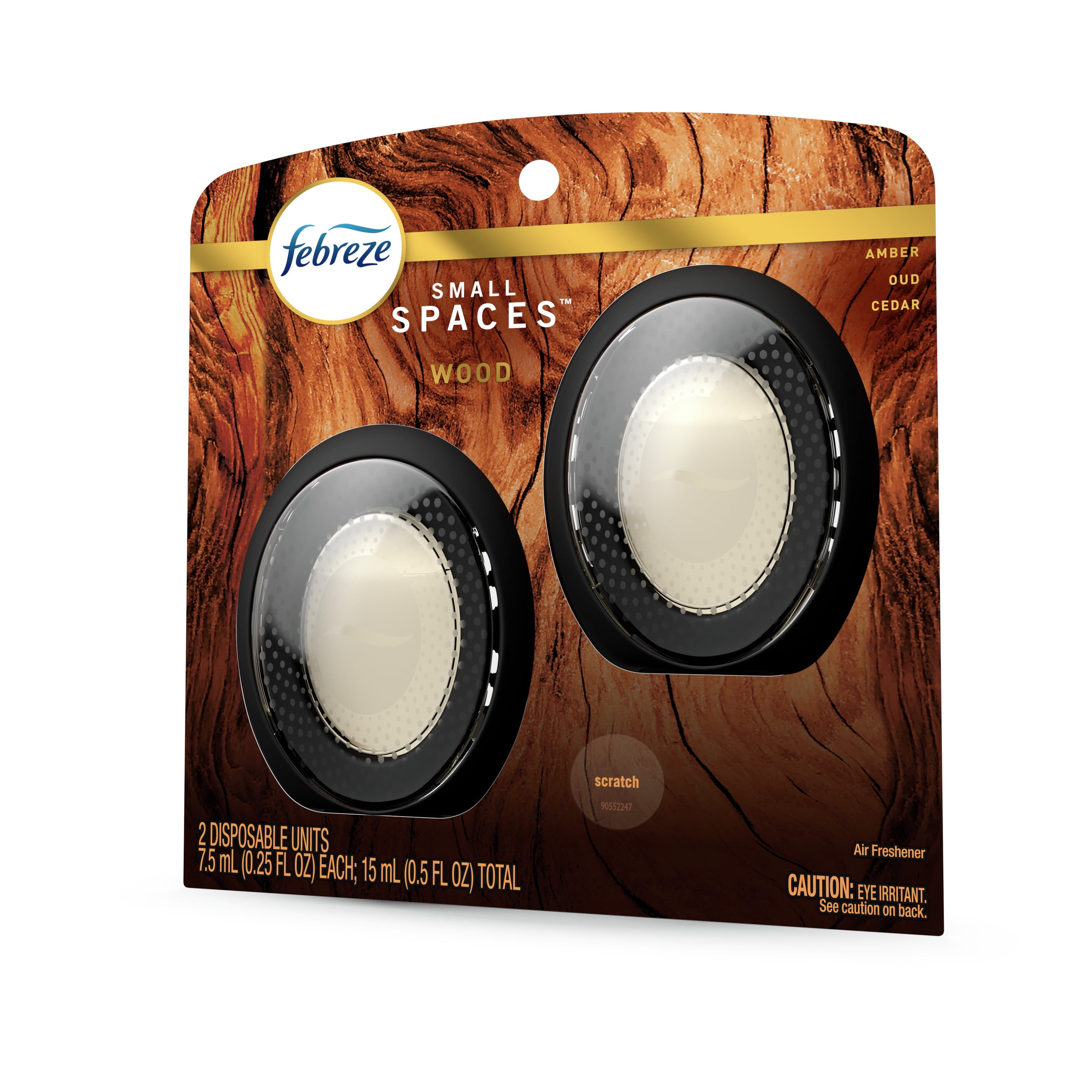 Febreze Odor Eliminator Small Spaces Air Freshener Wood, .25 fl. oz., Pack of 2
