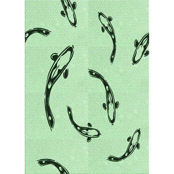 Ahgly Company Indoor Rectangle Patterned Mint Green Area Rugs, 5' x 8'