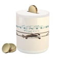 thumbnail image 1 of Adventure Piggy Bank, Let the Adventure Begin Inscription and Biplane Tropical Summer Vacation, Ceramic Coin Bank Money Box for Cash Saving, 3.6" X 3.2", Cream Turquoise Tan, by Ambesonne, 1 of 4
