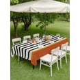 thumbnail image 5 of 60x120 Inch Outdoor Tablecloth with Umbrella Hole Zipper Rectangle Country Black Stripes Rectangular Tablecloths Waterproof Geometric Farmhouse Horizontal Striped Patio Table Cloth Cover for Picnic, 5 of 8
