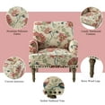 thumbnail image 3 of Accent Chair Upholstered Armchair Sofa Couch Floral  Foam Wooden Legs Nailhead Trim Home Bedroom Living Room Red, 3 of 10