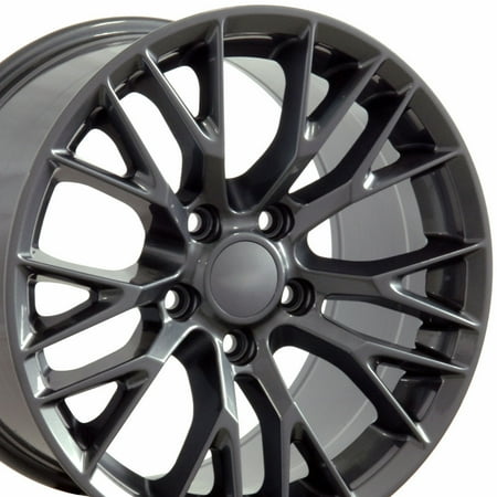 - 18 Inch Fits Chevy Corvette Camaro Pontiac TransAm C7 Z06 Style CV22B 18x8.5 Rims Gunmetal SET