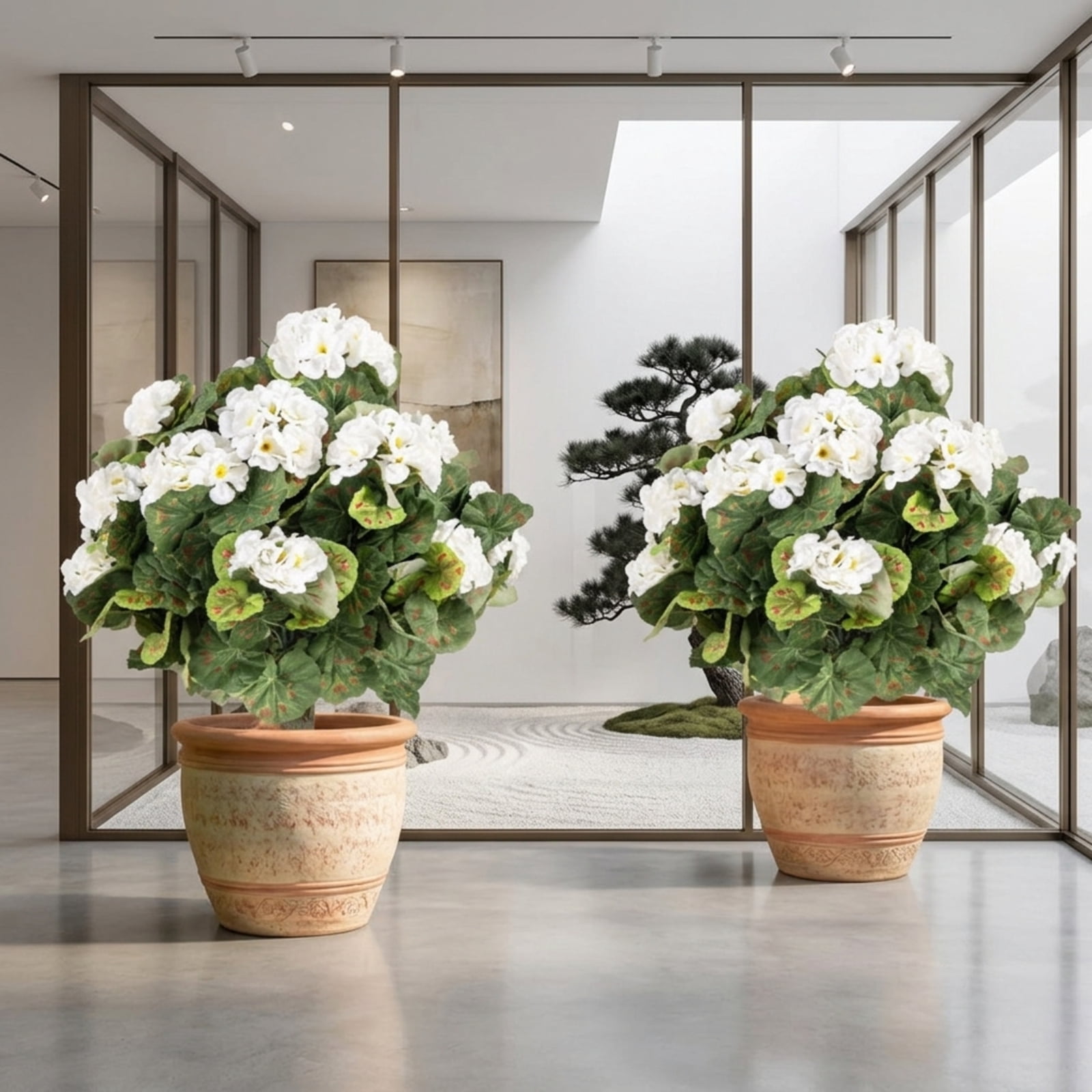 Vebreda Artificial Plant Decor, Artificial Begonia Ball Trees Set of 2 13 inch Fake Evergreen Shrubs with Ground Spikes, High-quality Materials
