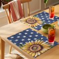 thumbnail image 4 of Sunflower 4th of July Placemats Set of 6 Blue Star Independence Day Place Mats Indoor Wipeable Table Mats Washable Cloth Dining Table Placemats for Kitchen Holiday Party Home Decor 13x19 Inch, 4 of 9