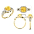thumbnail image 3 of Dazzlingrock Collection 7mm Cushion Citrine & Round White Diamond Halo Split Shank Engagement Ring for Women (0.25 ctw, Color I-J, Clarity I2-I3) in 10K Yellow Gold, Size 7, 3 of 5