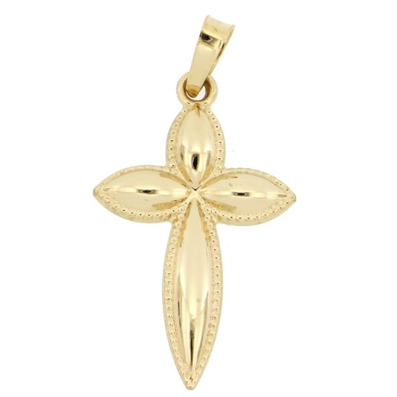 Brilliance Fine Jewelry 14 KT Yellow Gold Fancy Beaded Cross Pendant