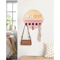 thumbnail image 5 of HofferRuffer Key Holder for Wall with Shelf, Wood Mail Organizer, Wall Mounted Rack with Shelf & 5 Hooks for Entryway, Living Room, Pink, 5 of 7