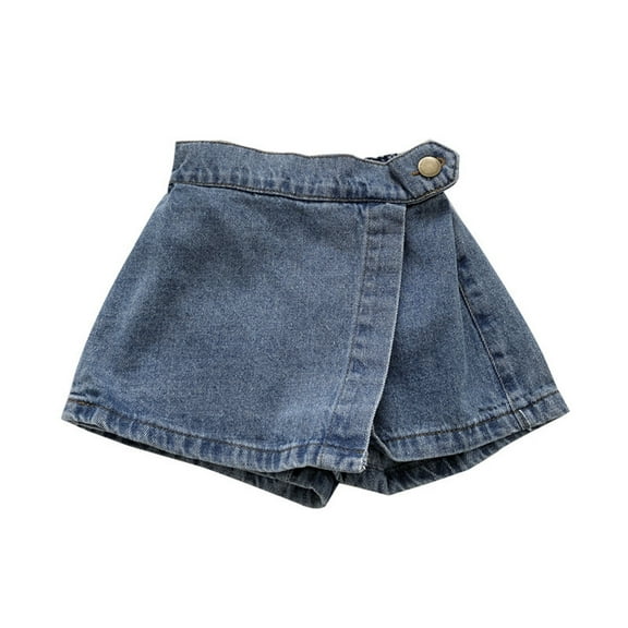 Girls Denim Skort Summer Outfit Comfortable Stretchy Soft Breathable Loose Fit Toddler Casual Girls Pants Blue 150