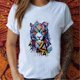 thumbnail image 2 of Blusa informal de Manga corta con estampado de animales vintage YONGSHENG para mujer, 2 of 5