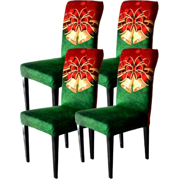 Christmas Chair Covers Set of 4, Xmas Dining Chair Back Covers, Christmas Chair Slipcovers Protector Decoration, Removable and Washable, Christmas Kitchen Decor/Restaurant Party Home Decor