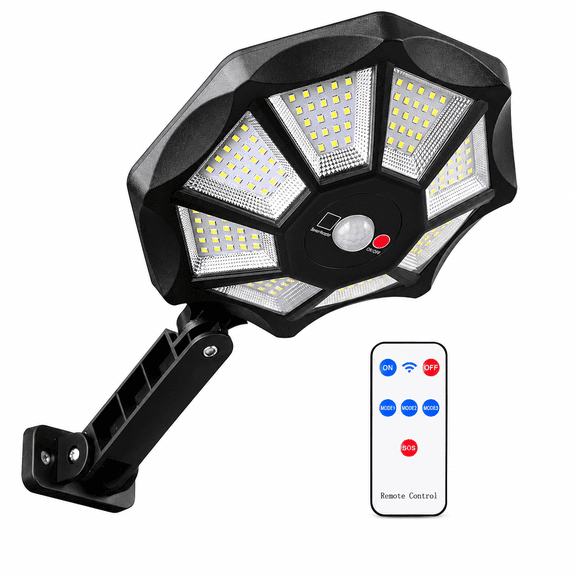 168 LED Solar Outdoor Motion Sensor Flood Light IP65 Waterproof 3 Modes Remote Control Adjustable Solar Wall Street Light for Garden Yard Patio Driveway Parking Lot