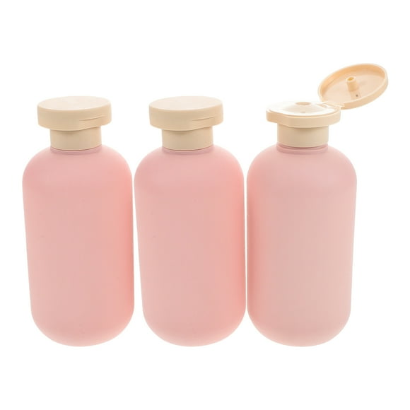 BRIGHTFUFU Botellas de champú y acondicionador de tamaño de viaje, contenedores de loción rosa para bebé, dispensadores rellenables, botellas exprimibles para champú, 3 uds.