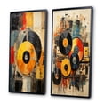 thumbnail image 3 of Designart "Retro Vibes in Colorful Vinyl I" Vinyl Records Framed Wall Art Set Of 2 - Multi-Color Fashion Gallery Wall Frame Set For Home Decor, 3 of 6
