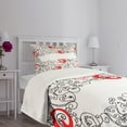 thumbnail image 5 of Ambesonne Abstract Quilted Bedspread Set 2 Pcs, Sketchy Birds Swirls Art, Twin Size, Scarlet White, 5 of 6