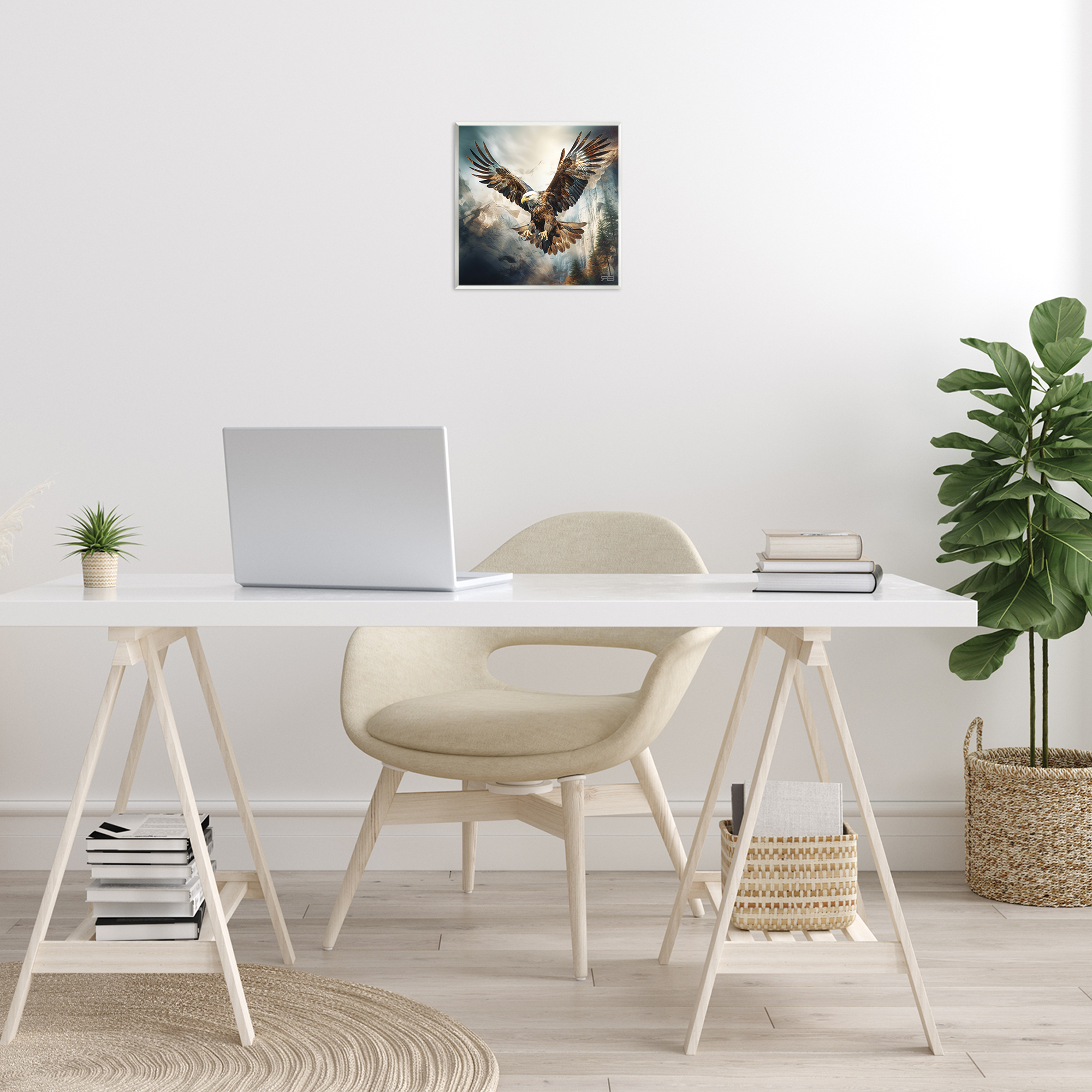 Stupell Industries Intense Eagle Spreading Wings Animals & Insects Painting Unframed Art Print Wall Art, 12 x 12