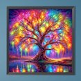 thumbnail image 3 of Pintura de diamante 5D DIY, taladro redondo completo, árbol de color, decoración del hogar, arte artesanal, 40x40cm, 3 of 9
